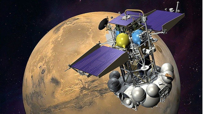 Ảnh minh họa Phobos-Grunt trên Hỏa tinh