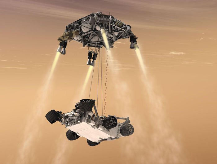 Xe tự hành Curiosity của NASA sẽ hạ cánh lên sao Hỏa bằng một kĩ thuật tiếp đất mới lạ