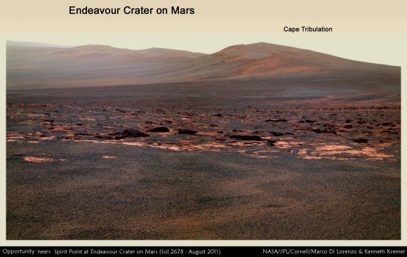 Quang cảnh sao Hỏa ở gần Miệng hố Endeavour