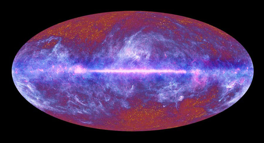 Bản đồ toàn bầu trời của phông nền vi sóng vũ trụ do sứ mệnh vũ trụ Planck của ESA thực hiện
