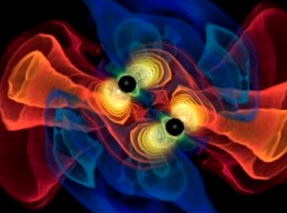 Mô phỏng một cặp lỗ đen đang gây ra sóng hấp dẫn.
