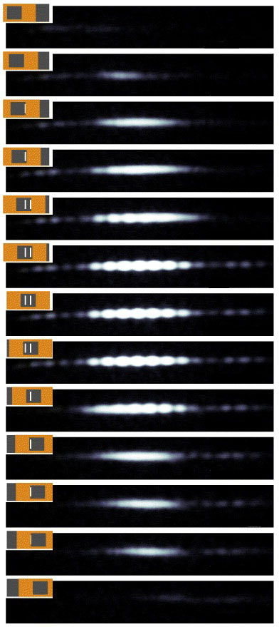 Hệ vân do các electron tạo ra khi mặt nạ nằm ở những vị trí khác nhau Hệ vân do các electron tạo ra khi mặt nạ nằm ở những vị trí khác nhau