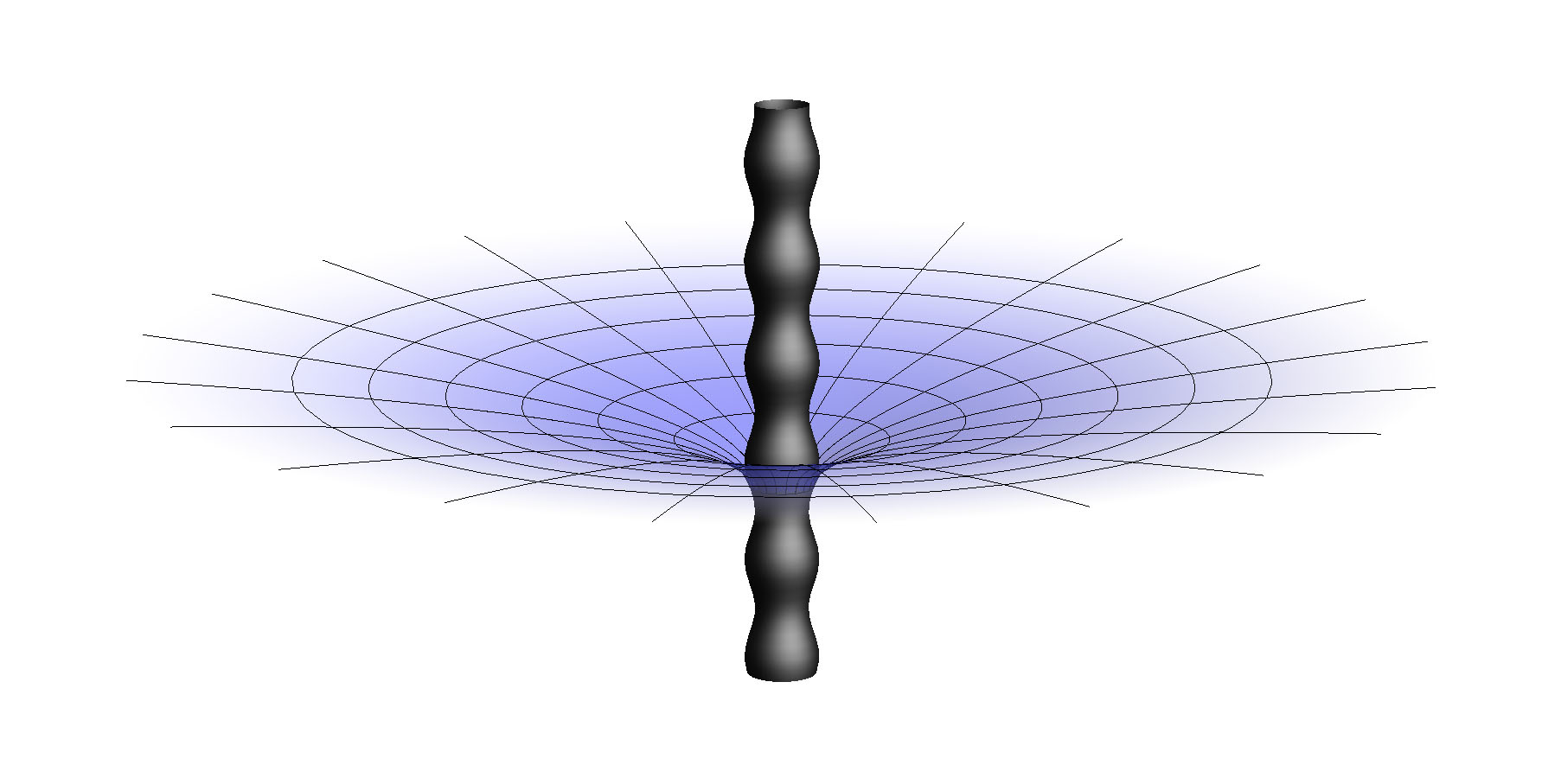 Hình minh họa một lỗ đen “dây đen” cùng với các nhiễu loạn