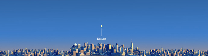 ị trí của Thổ tinh trên bầu trời thành phố New York