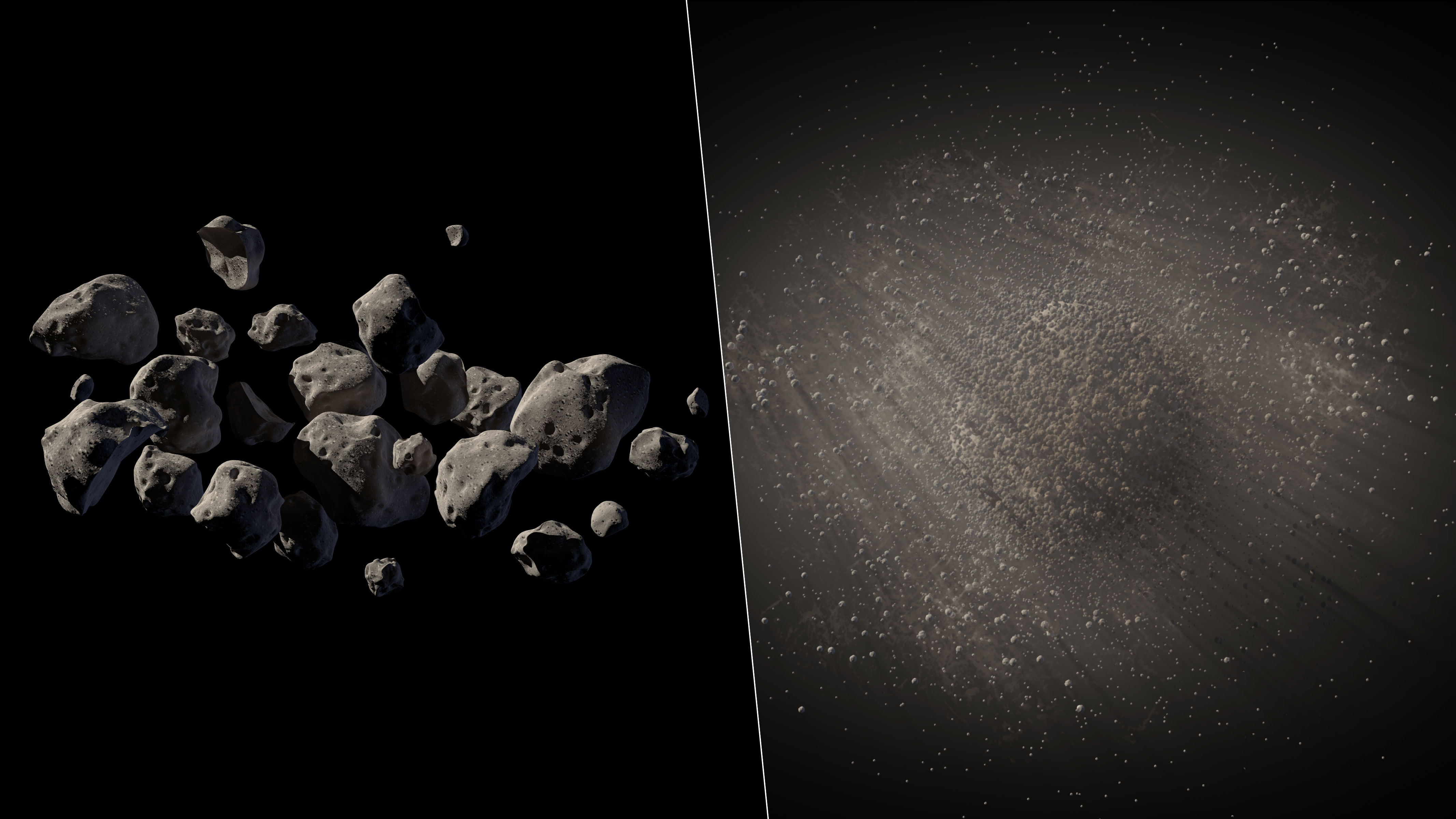 Ảnh minh họa các mảnh vụn của tiểu hành tinh 2011 MD