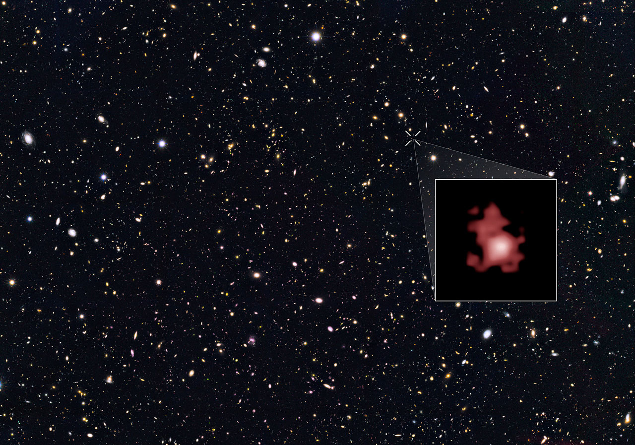  Ảnh này cho thấy vị trí của thiên hà xa xôi nhất từng được khám phá cho đến nay
