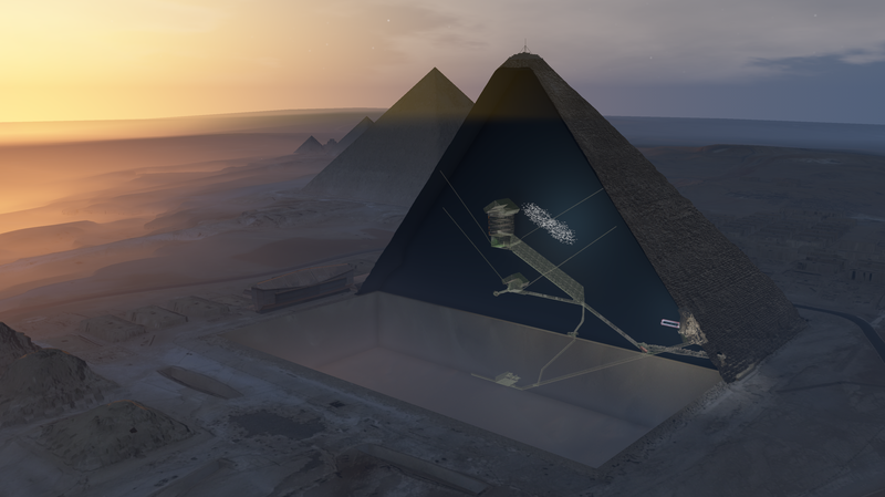 Hình minh họa những gian mộ đã biết bên trong Đại Kim tự tháp