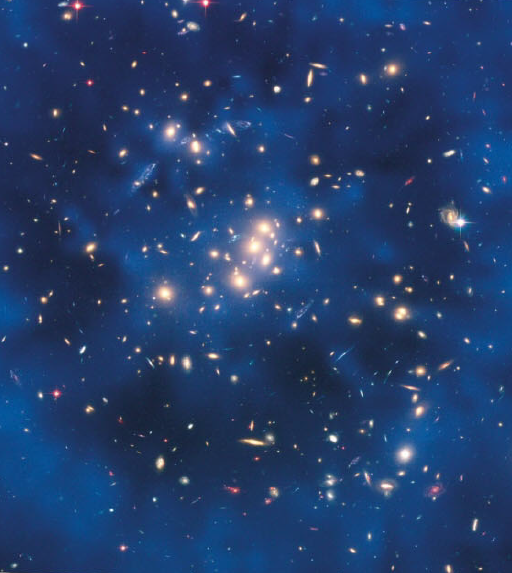 Ảnh chụp Hubble này cho thấy một cái vành vật chất tối khổng lồ bao xung quanh tâm của đám thiên hà CL0024+17