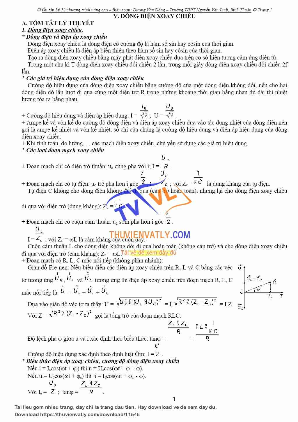 Giải các bài tập Lý 12 - Phần dòng điện xoay chiều