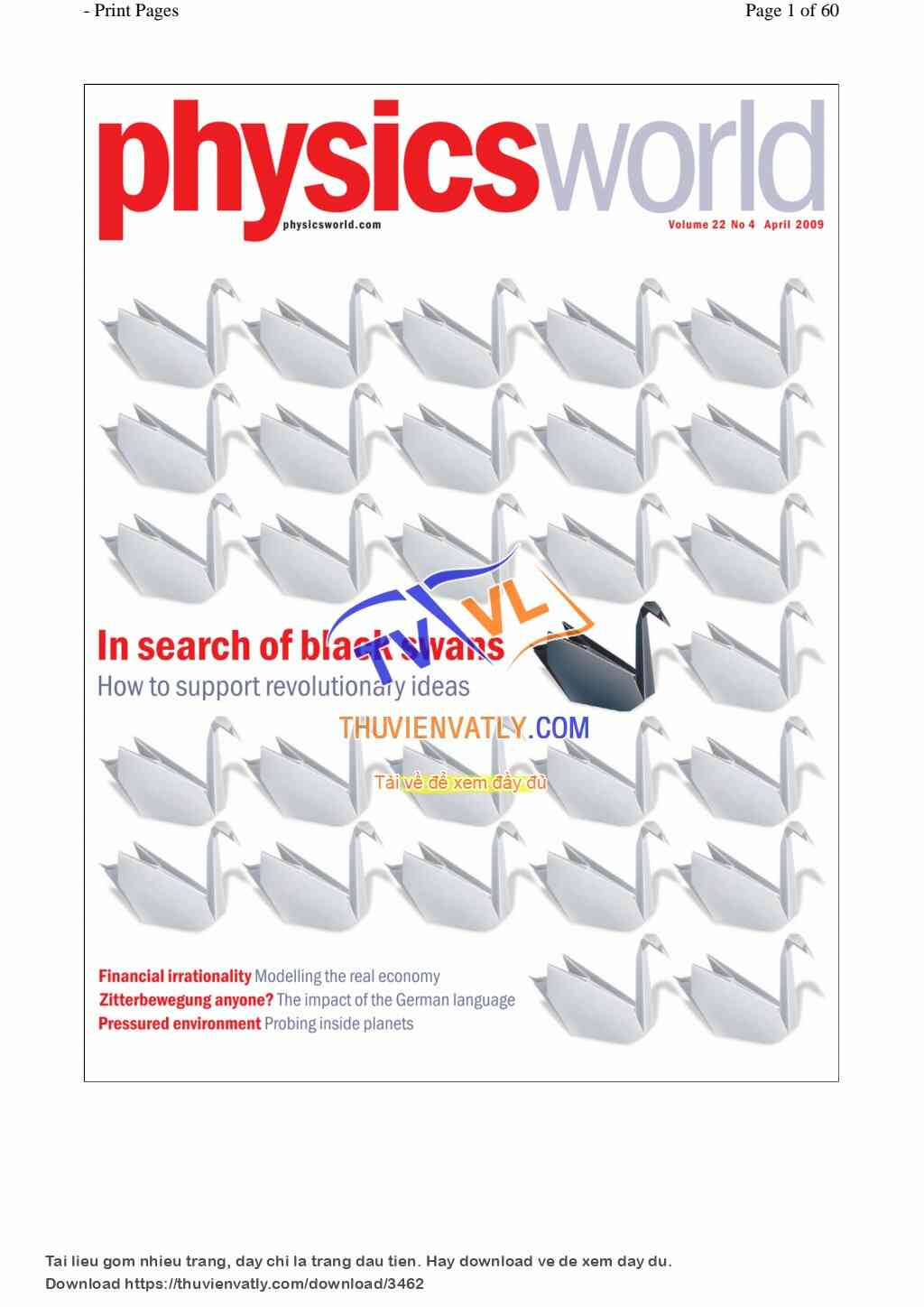 Tạp chí Physics World, số tháng 4/2009