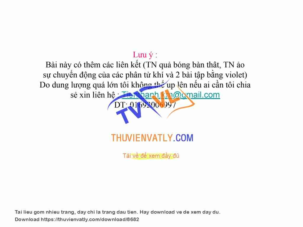 Bài 31 PTTT Khí lí tưởng- Ban cơ bản-(N.T.Thành-THPT Trần Phú- Đăk Nông)