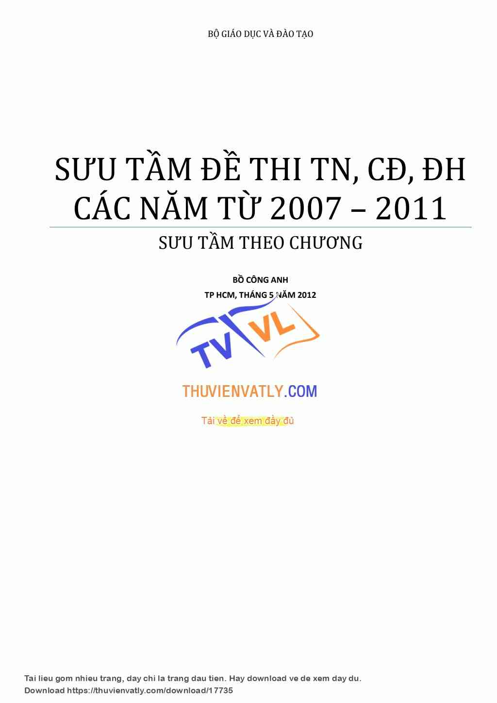 SƯU TẦM ĐỀ THI TN+ĐH CỦA BỘ 2007-2011