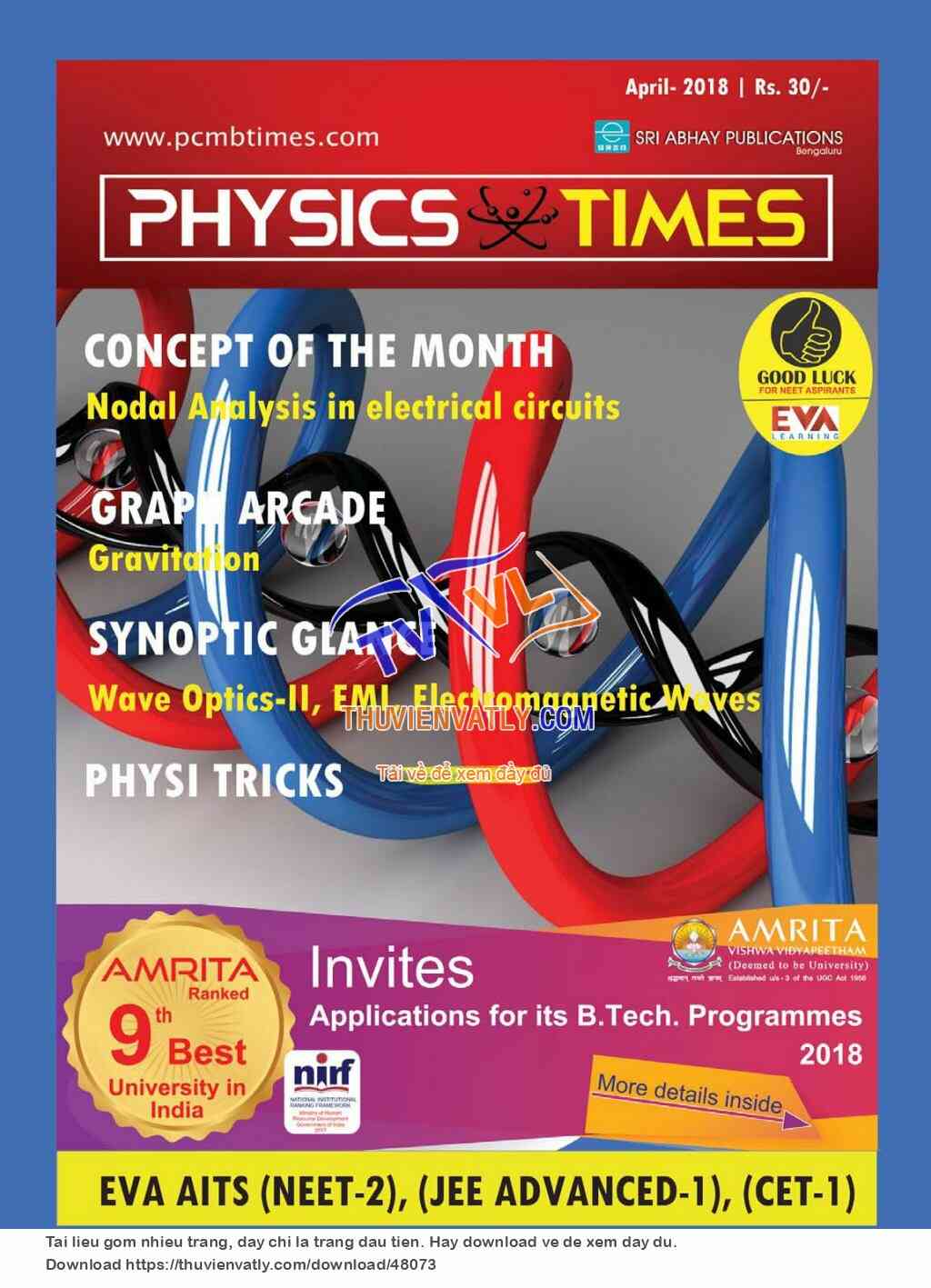 Tạp chí Physics Times tháng 4/2018