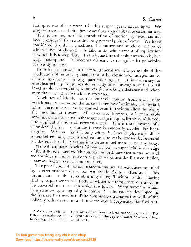 Bài báo lịch sử năm 1824 của Sadi Carnot về chu trình nhiệt