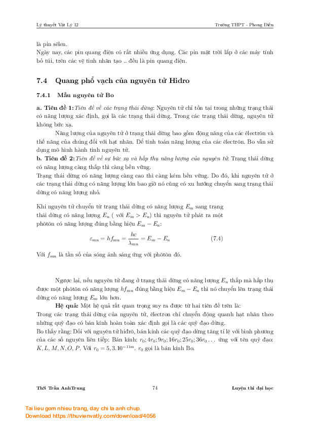 Lí thuyết Lí 12 NC (Trần Anh Trung - THPT Phong Điền)