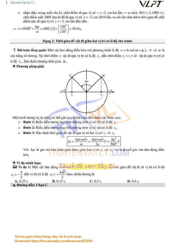 Phương pháp đường tròn trong bài toán thời gian
